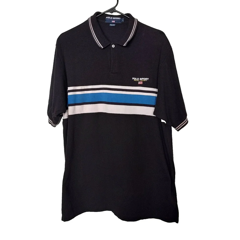 Vtg Sport Ralph Lauren Polo Shirt‎ 90's Men's Large Shirt Knit Color Stripes